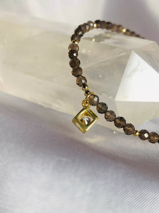 Røykkvarts Armbånd Fasettert (3mm)