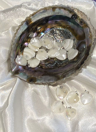 Perlemor Hjerte Anheng med Swarovskiglass