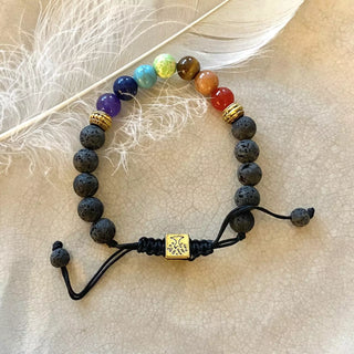 Chakra og Lava Armbånd Gullfarget med Tråd