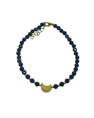 Lapis Lazuli armbånd med gullbelagt måne