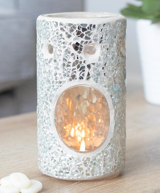 Aromalampe Hvit Glassmosaik